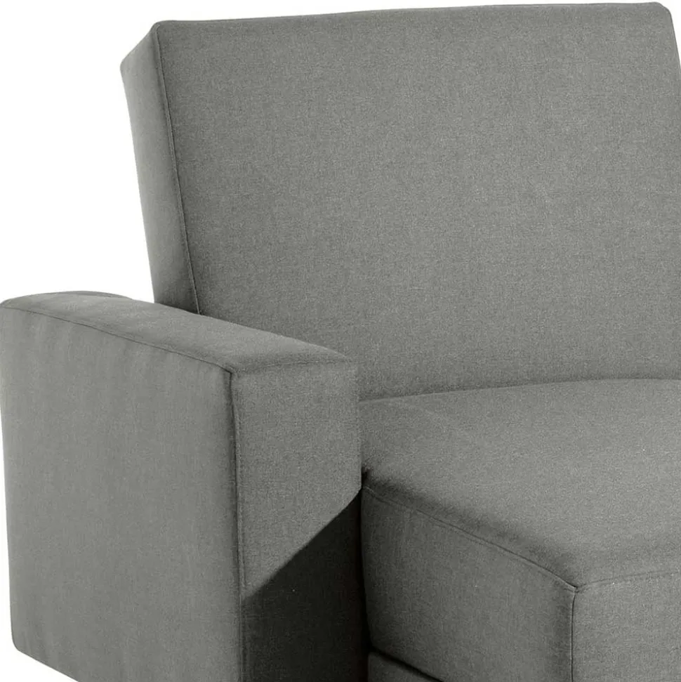 Ecksofa mit Hocker in Hellgrau mit Chrom - Setians (zweiteilig)