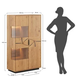 Eichenholz Highboard mit Hirnholz Applikation - Deruta