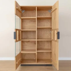 Eichenholz Highboard mit Hirnholz Applikation - Deruta