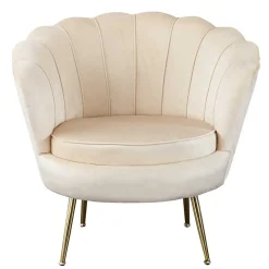 Eleganter Muschelsessel in Beige Samt - Fortlanda