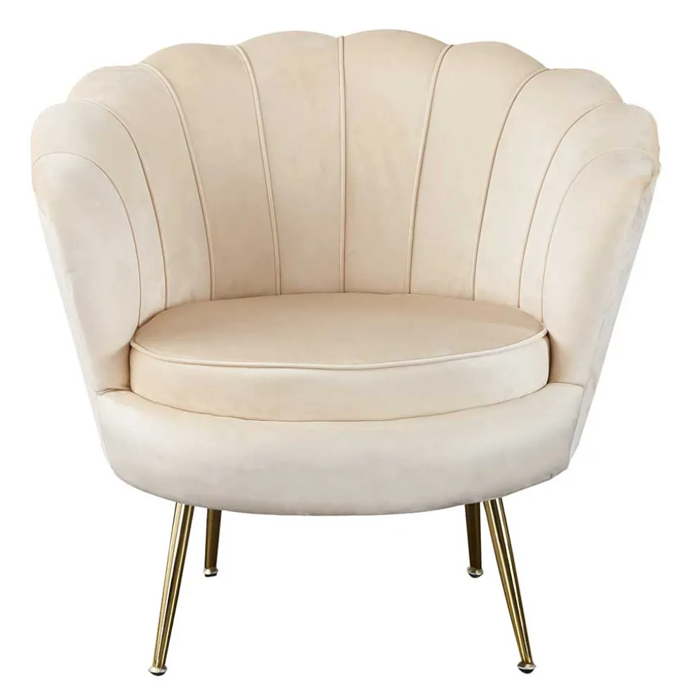 Eleganter Muschelsessel in Beige Samt - Fortlanda