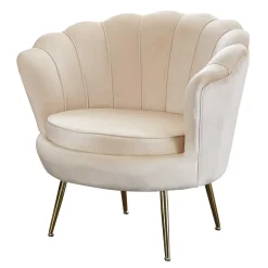 Eleganter Muschelsessel in Beige Samt - Fortlanda