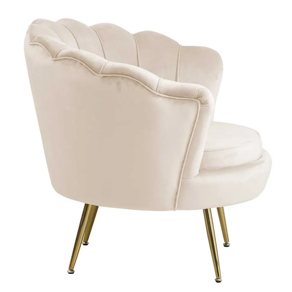 Eleganter Muschelsessel in Beige Samt - Fortlanda
