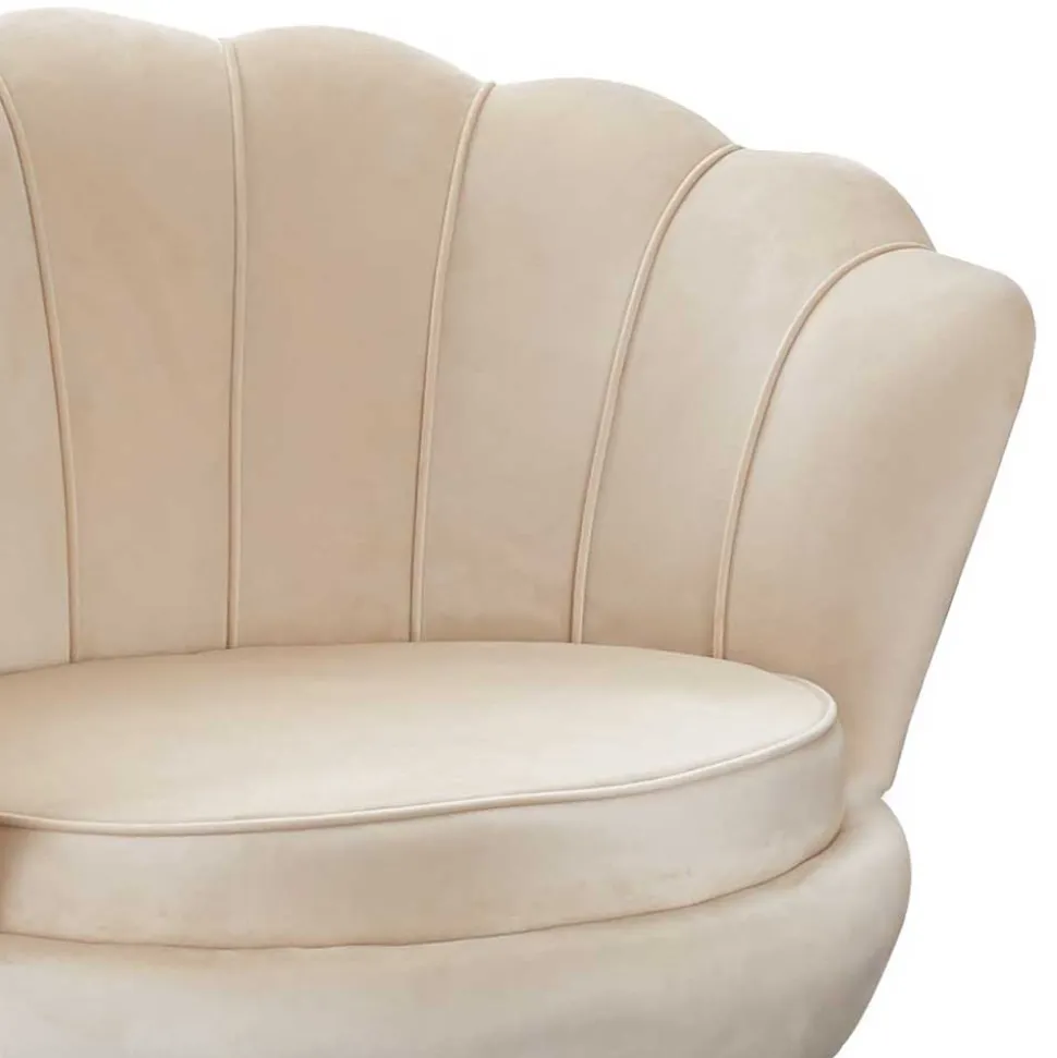 Eleganter Muschelsessel in Beige Samt - Fortlanda