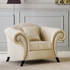 Eleganter Polstersessel in Beige Stoff - Belynia
