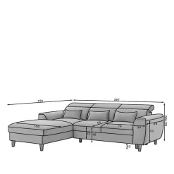 Elegantes Ecksofa in Rosenholz Velours - Malvarion