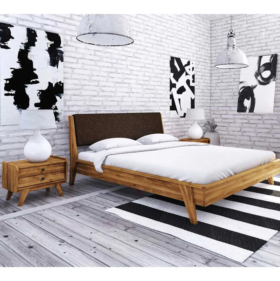 220er Designbett aus Wildeiche & Nachtkommoden - Hardus