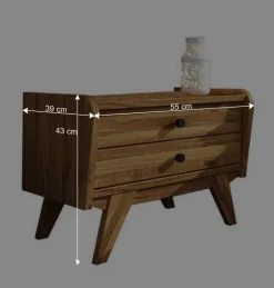220er Designbett aus Wildeiche & Nachtkommoden - Hardus