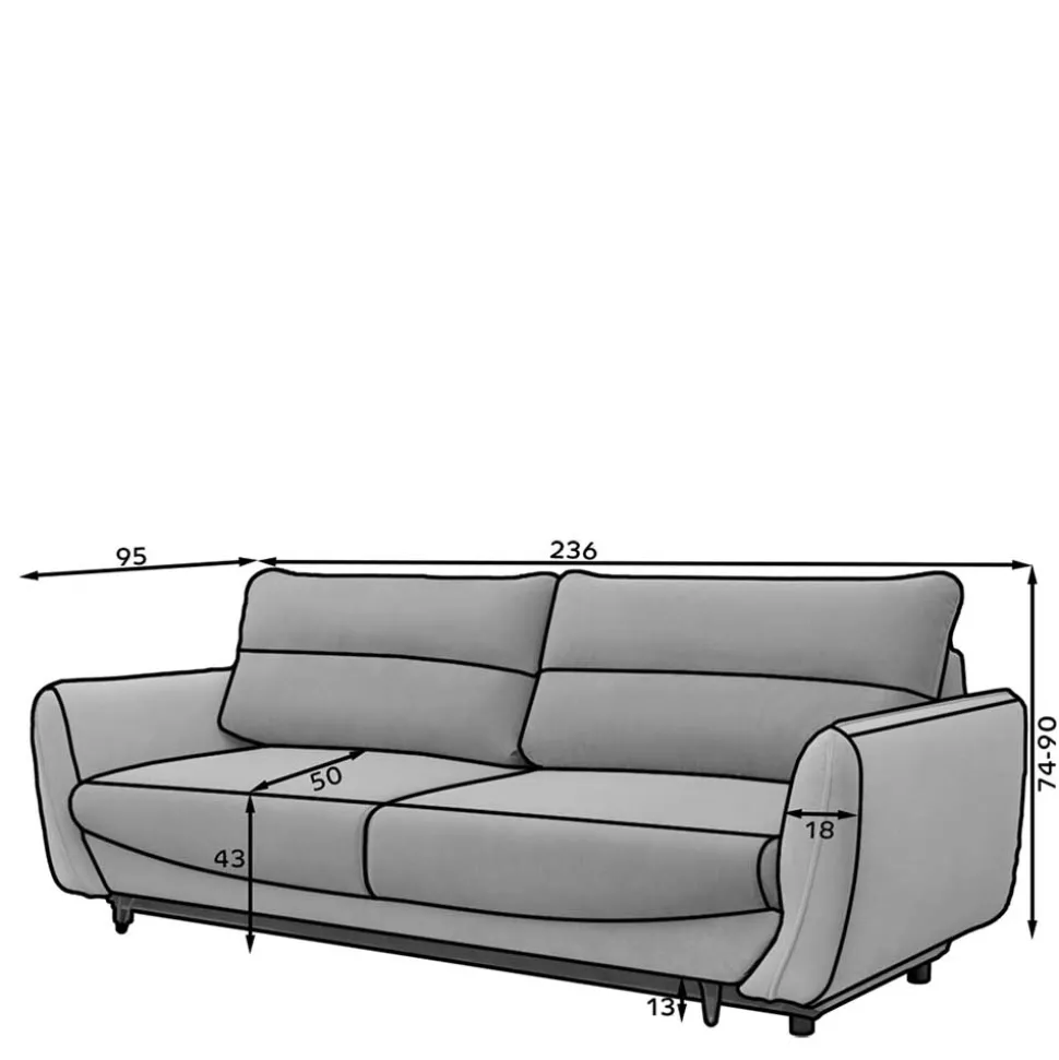 3er Schlafcouch in Graubraun meliert - Milor
