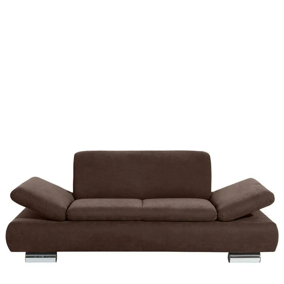 2er Sofa in Braun Veloursbezug - Delnoto