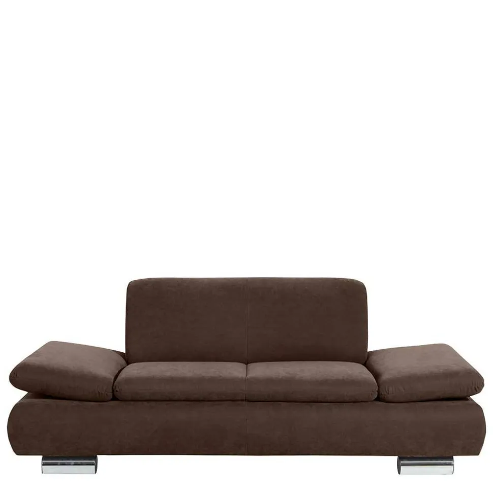 2er Sofa in Braun Veloursbezug - Delnoto