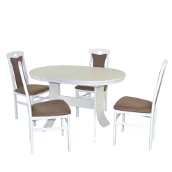 Esstisch-Gruppe in Weiß & Braun - Zero (fünfteilig)