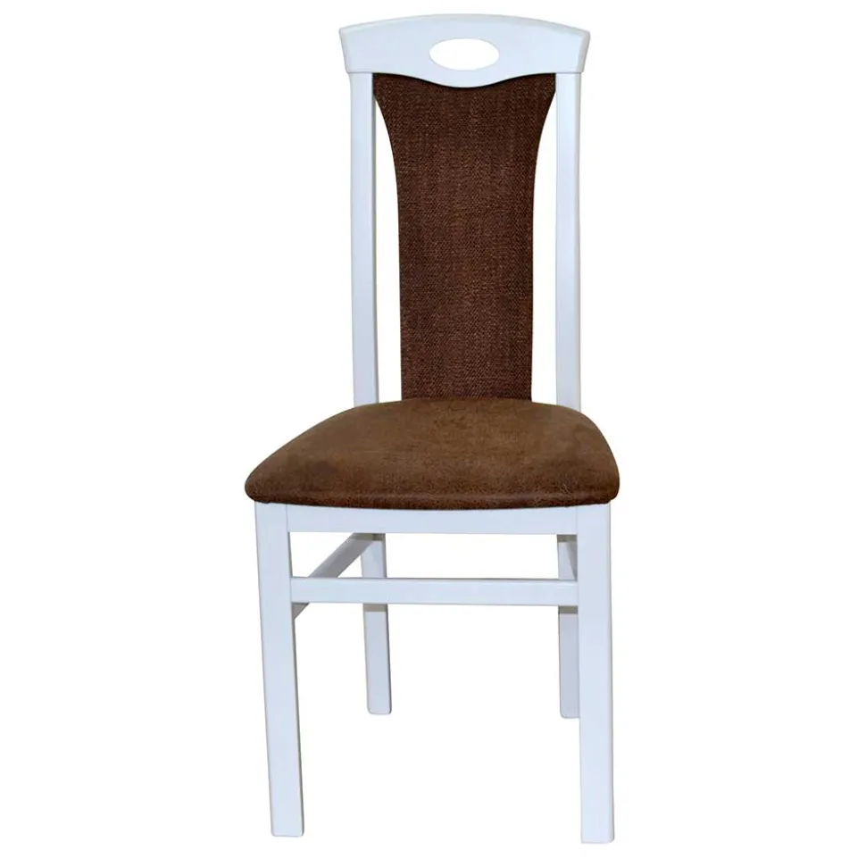 Esstisch-Gruppe in Weiß & Braun - Zero (fünfteilig)