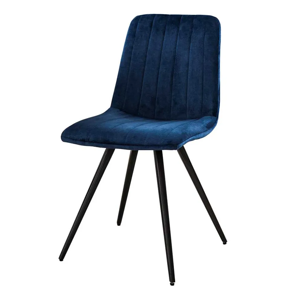 Esstischstühle in Blau Samt - Rasmino (4er Set)