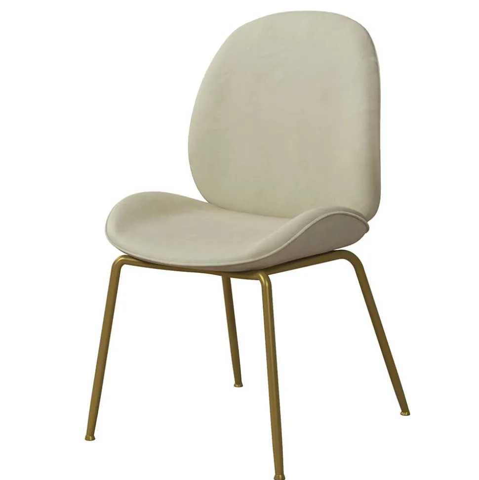 Esstischstuhl in Creme Weiß & Messing - Caspard