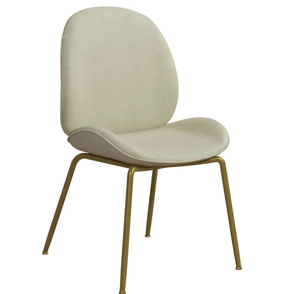 Esstischstuhl in Creme Weiß & Messing - Caspard