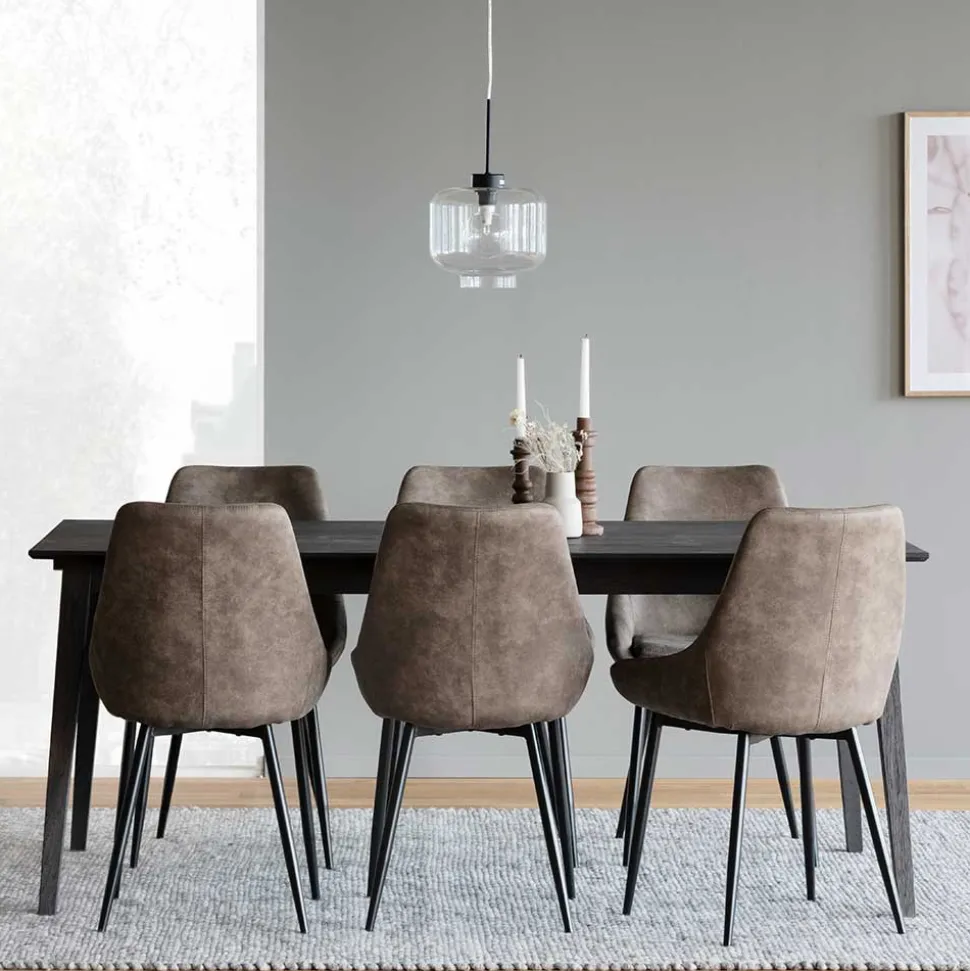 Esszimmer Sitzgruppe in Braun & Schwarz - Elizabeth (siebenteilig)