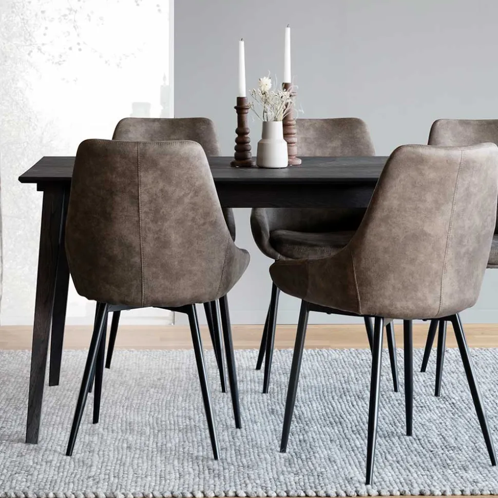 Esszimmer Sitzgruppe in Braun & Schwarz - Elizabeth (siebenteilig)