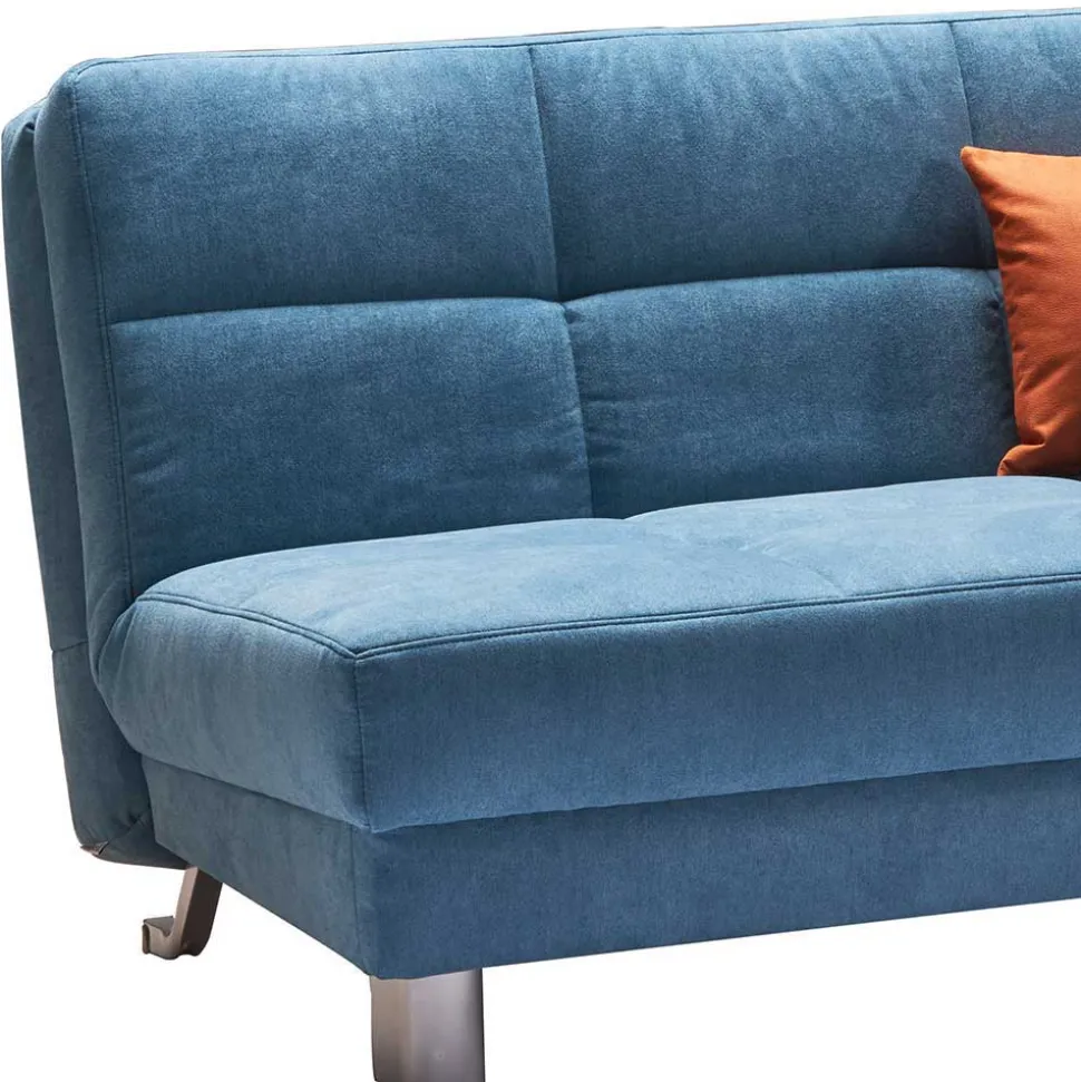 Faltsofa in Petrol Blau Stoff Stagnola mit Lattenrost Unterfederung