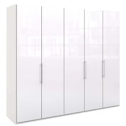 Falttüren-Kleiderschrank in Weiß mit Glasbeschichtung - Dolienca