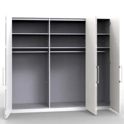 Falttüren-Kleiderschrank in Weiß mit Glasbeschichtung - Dolienca