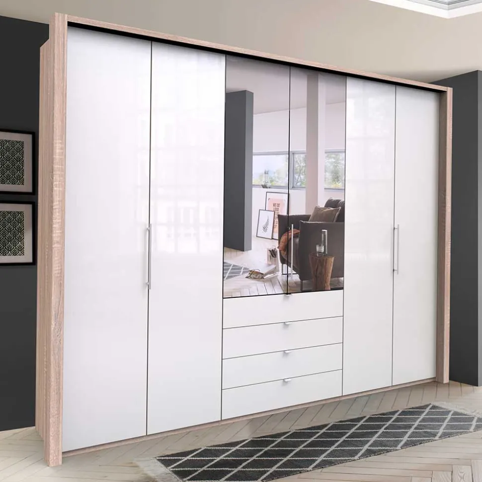 Falttürenschrank fürs Schlafzimmer mit vier Schubladen - Bosays