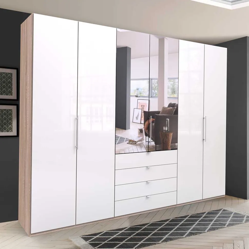 Falttürenschrank fürs Schlafzimmer mit vier Schubladen - Bosays