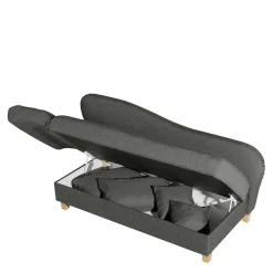 Federkern Chaiselongue in Anthrazit mit Buche - Sektinus
