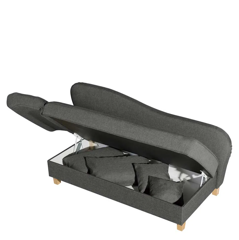Federkern Chaiselongue in Anthrazit mit Buche - Sektinus