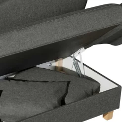 Federkern Chaiselongue in Anthrazit mit Buche - Sektinus