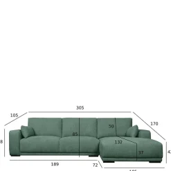 Federkern Ecksofa in Grün Stoffbezug - Tree