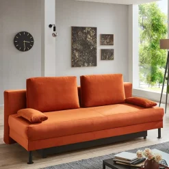 Federkern Klappsofa in Kupfer Velours - Sharkas