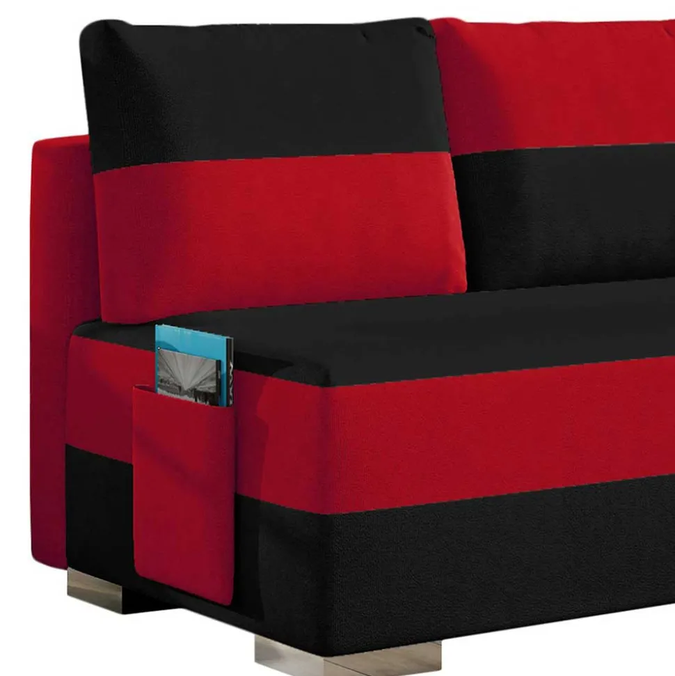 Federkern Sofabett in Schwarz und Rot - Nusret