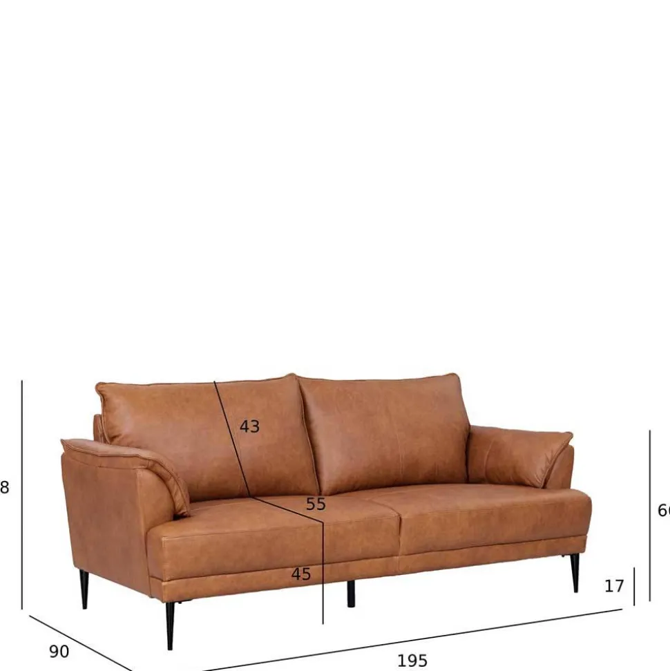 Federkern Wohnzimmersofa aus Echtleder - Zierra