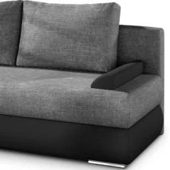 Federkern-Bettsofa in Dunkelgrau und Schwarz - Jarah