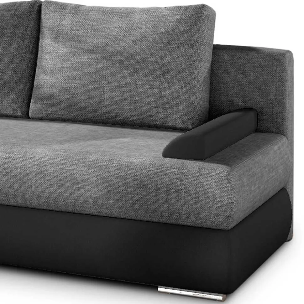 Federkern-Bettsofa in Dunkelgrau und Schwarz - Jarah