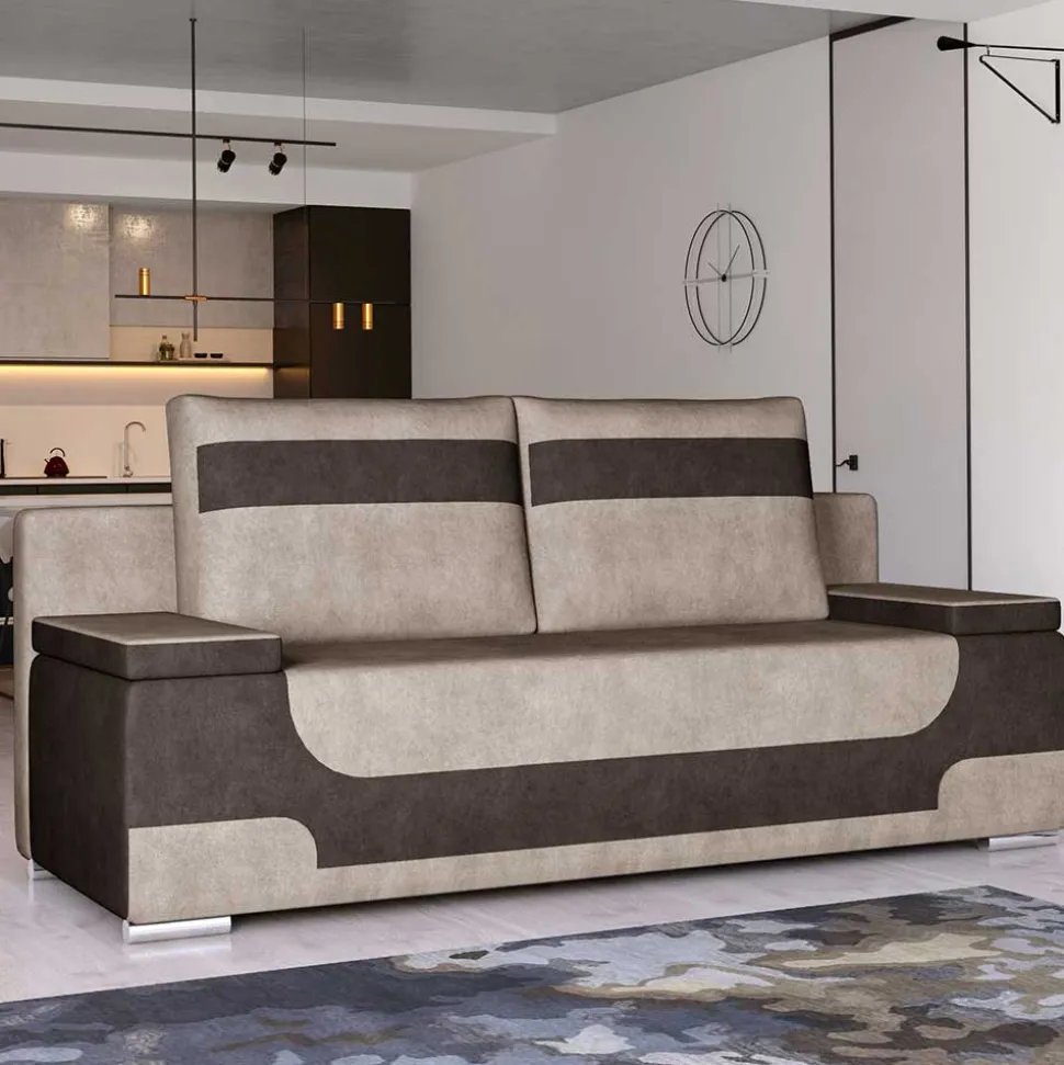 Federkern-Funktionssofa in Beige und Braun - Vallarta
