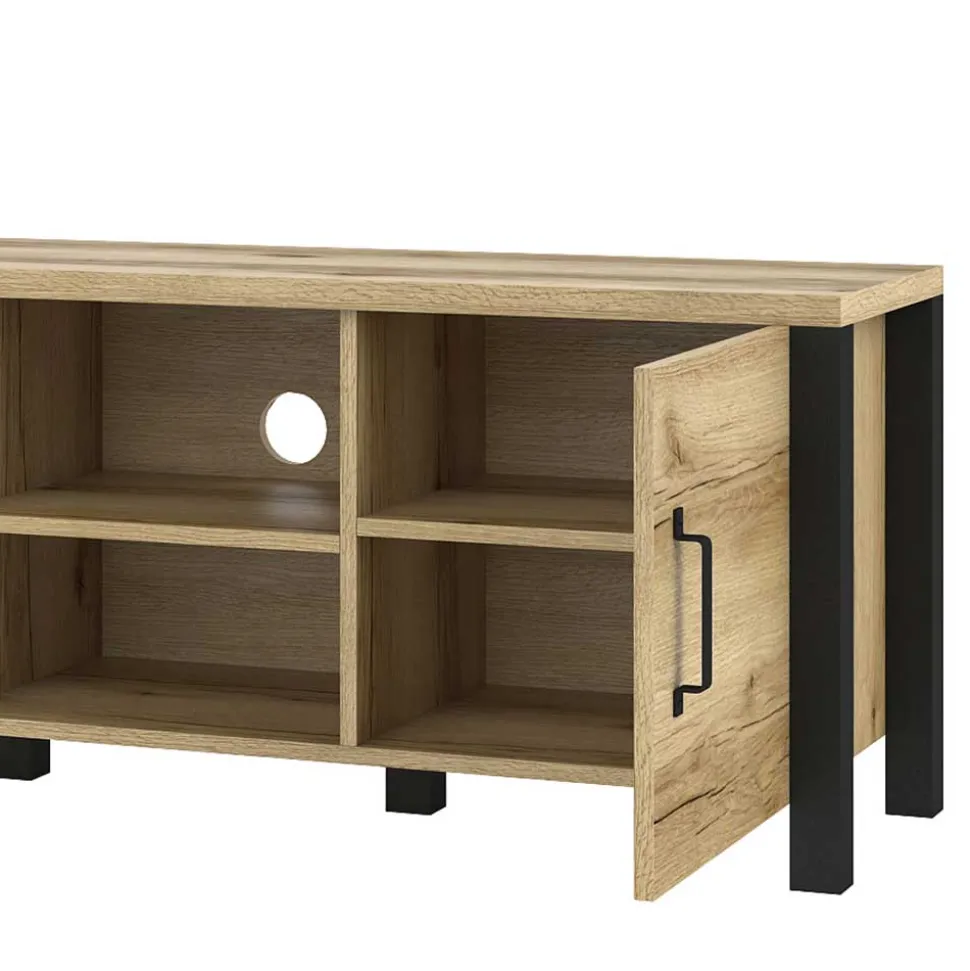 Fernseher Schrank in Eiche NB & Schwarz - Kanellas