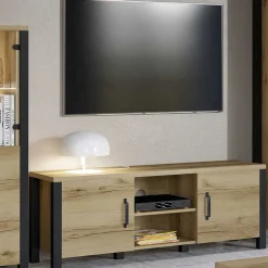 Fernseher Schrank in Eiche NB & Schwarz - Kanellas