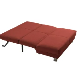 Flachgewebe Bettcouch in Dunkelrot & Alu - Carlive