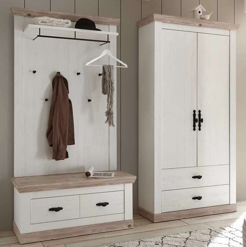 Flur Garderobe & Bank & Schrank - Nedita (dreiteilig)