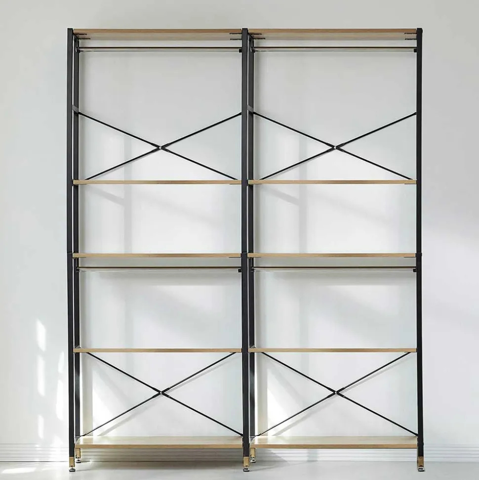 Flur Regal Garderobe in Akazie & Schwarz - Ricinga