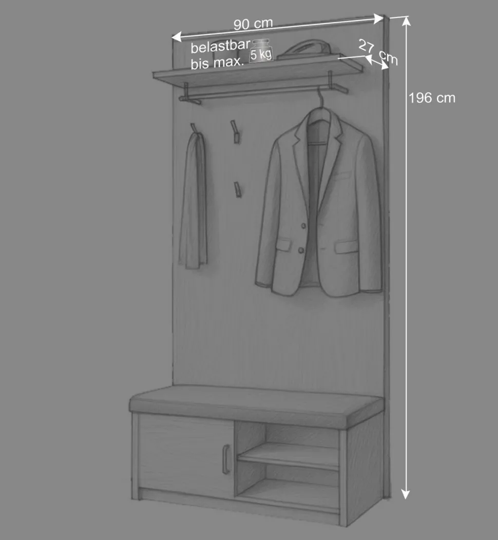Flurgarderobe Xesta in Sonoma Eiche
