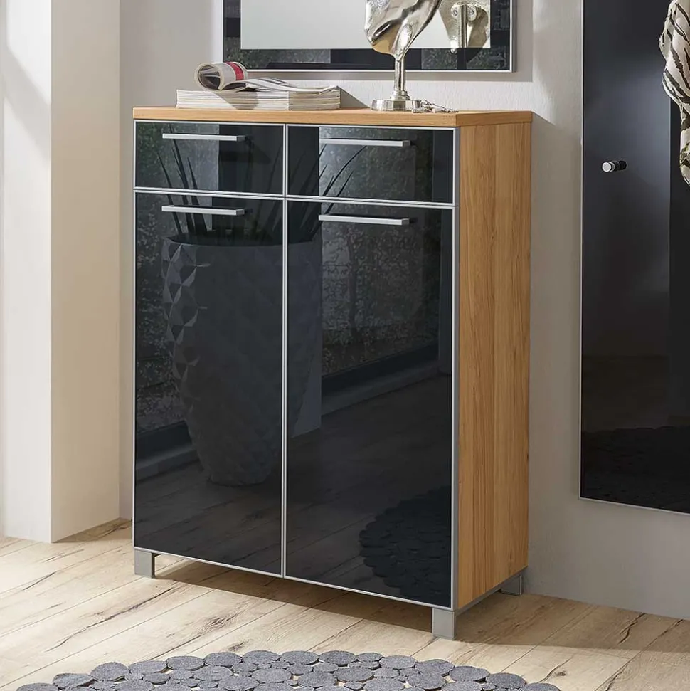 Flurmöbel Set Lalaika in Anthrazit Glas beschichtet (dreiteilig)
