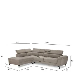 Fünfsitzer Eckcouch in Beige - Hisa