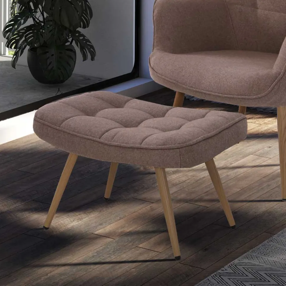 Fußhocker in Beige und Holzoptik - Trees