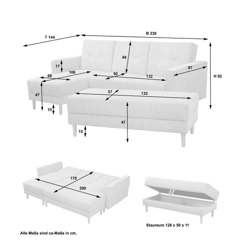 Funktionsecke mit Hocker Set - Cunicci (zweiteilig)