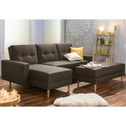 Funktionsecksofa in Braun mit Erle - Iljona (zweiteilig)