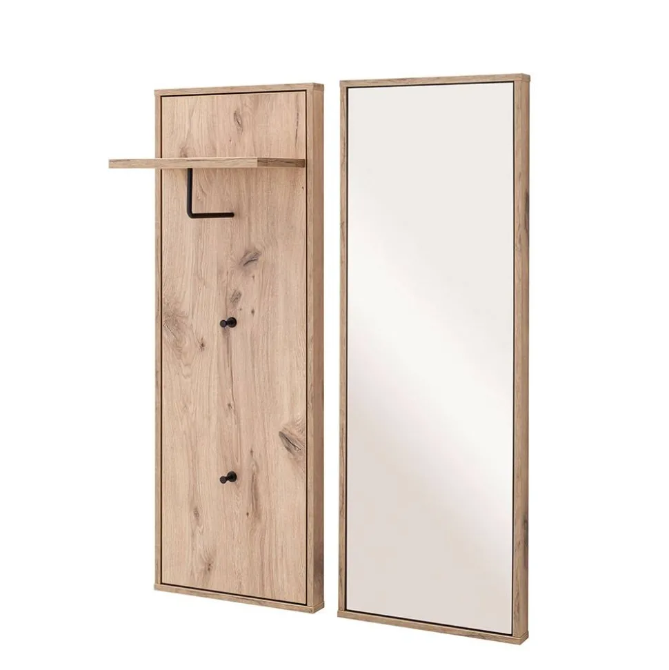 Garderobe und Spiegel Set in Wildeiche - Vapposia (zweiteilig)