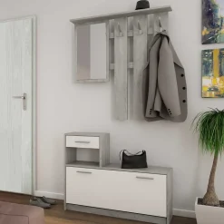 Garderobenmöbel in Weiß & Betonoptik - Zessma (zweiteilig)